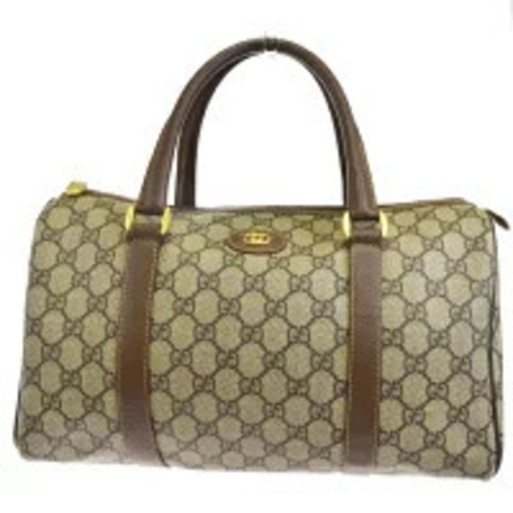 Gucci Boston Bag Handbag GG Brown Leather